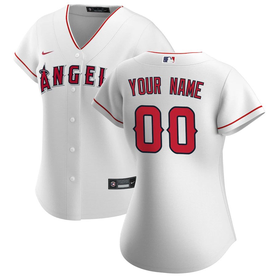Womens Los Angeles Angels Nike White Home Replica Custom MLB Jerseys->customized mlb jersey->Custom Jersey